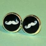 Moustache Resin Post Silver Earrings