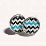 Turquoise And Black Chevron Pattern Resin Post..